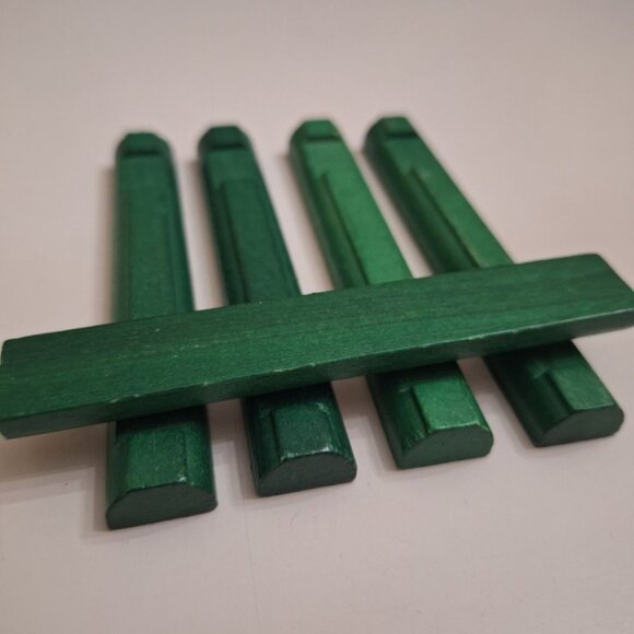 Lincoln Logs Wooden Flat Green Replacement Piece 2 Notch 4.5 Inch Short Set of 5 - Picture 3 of 6